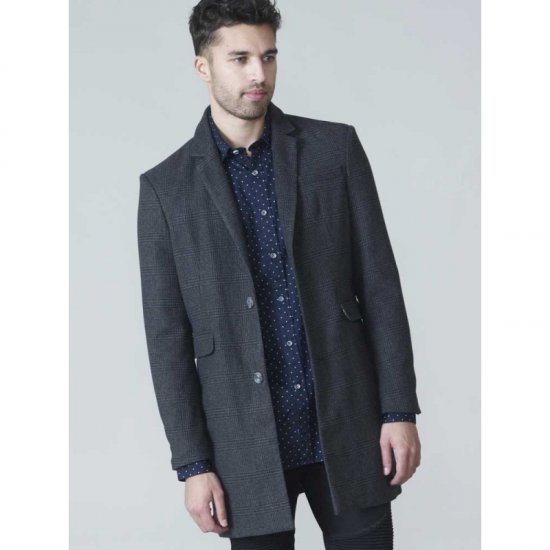 D555 Terry Checked Overcoat Charcoal - Jakker - Jakker i store størrelser, 2XL- 12XL