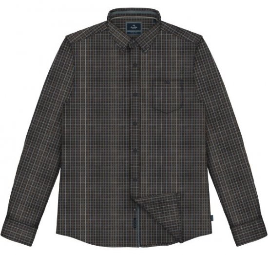 Double Outfitters FS-5230 Ternet skjorte Mørkeblå/Brun - Skjorter - Skjorter til store mænd 2XL- 8XL