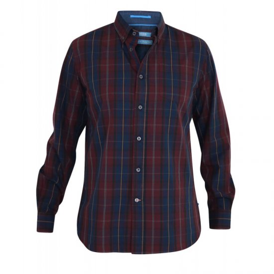 D555 Grady Long Sleeve Check Shirt - Skjorter - Skjorter til store mænd 2XL- 8XL