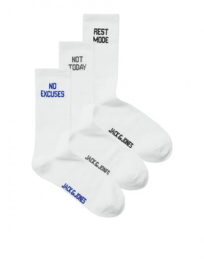 Jack & Jones Power Statements Tennisstrømper Hvid 3-pak - Undertøj og badetøj - Badetøj og Undertøj i store størrelser 