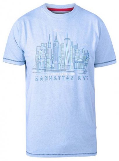 D555 Hemsworth Manhattan Sky Line Crew Neck Printed T-Shirt Blue - T-shirts - T-shirts i store størrelser - 2XL-14XL