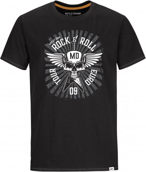 Motley Denim HENLOW T-shirt Black - T-shirts - T-shirts i store størrelser - 2XL-14XL