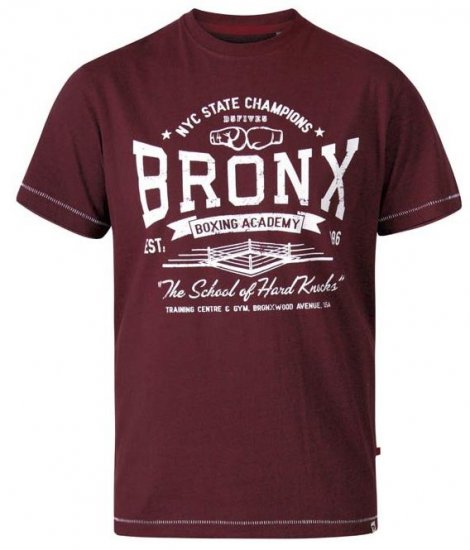 D555 Huddlestone Bronx Boxing Crew Neck Printed T-Shirt Red - T-shirts - T-shirts i store størrelser - 2XL-14XL