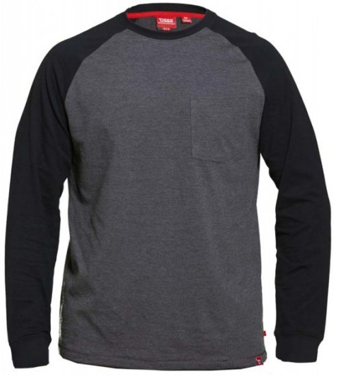 D555 Illinois Long Sleeve T-shirt Charcoal - T-shirts - T-shirts i store størrelser - 2XL-14XL