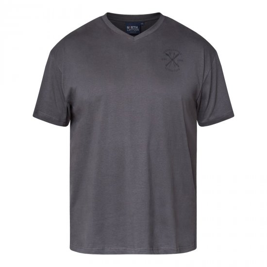 North Latitude Alpine Club T-Shirt Grå/Koksgrå - T-shirts - T-shirts i store størrelser - 2XL-14XL