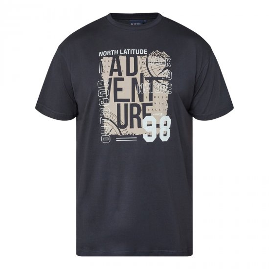 North Latitude Adventure 98 Graphic Tee Sort - T-shirts - T-shirts i store størrelser - 2XL-14XL