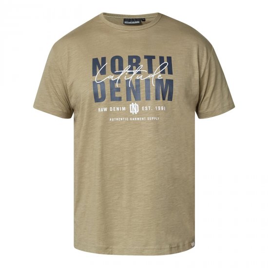 North Latitude T-Shirt Slub With Print Brun/Beige - T-shirts - T-shirts i store størrelser - 2XL-14XL