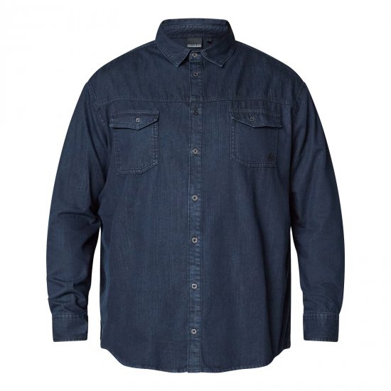 North Latitude Denim Shirt LS Blå - Skjorter - Skjorter til store mænd 2XL- 8XL