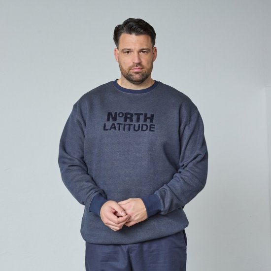 North Latitude Crewneck Logo Sweat Mørkeblå - Trøjer og hættetrøjer - Trøjer og Hættetrøjer i store størrelser - 2XL-14XL