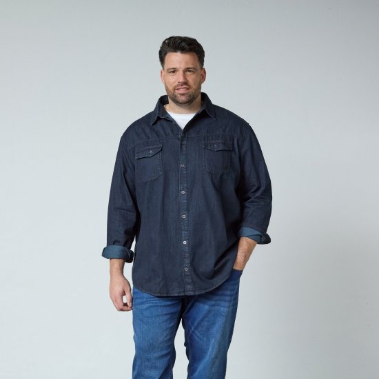 North Latitude Denim Shirt LS Blå - Skjorter - Skjorter til store mænd 2XL- 8XL