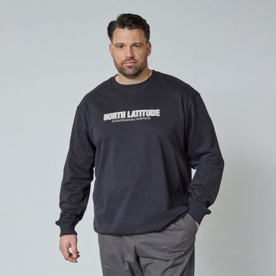 North Latitude Crewneck Sweatshirt Sort - Trøjer og hættetrøjer - Trøjer og Hættetrøjer i store størrelser - 2XL-14XL