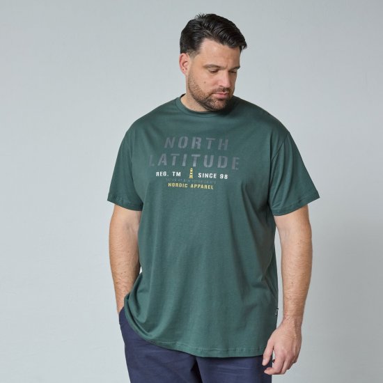 North Latitude T-Shirt Grøn/Khaki - T-shirts - T-shirts i store størrelser - 2XL-14XL