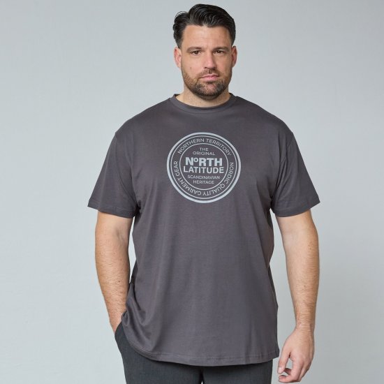 North Latitude T-Shirt Grå/Koksgrå - T-shirts - T-shirts i store størrelser - 2XL-14XL