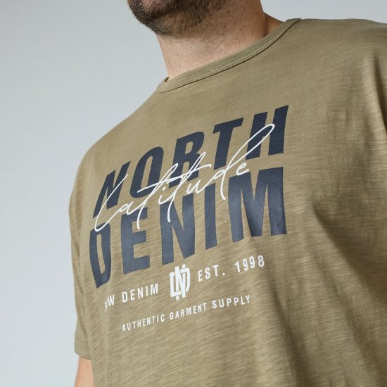 North Latitude T-Shirt Slub With Print Brun/Beige - T-shirts - T-shirts i store størrelser - 2XL-14XL