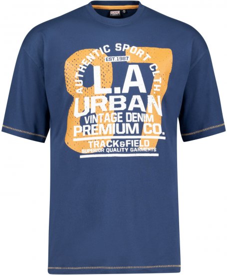 Adamo Urban Comfort Fit Printed T-shirt Denim Blue - T-shirts - T-shirts i store størrelser - 2XL-14XL