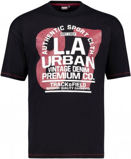Adamo Urban Comfort Fit Printed T-shirt Black - T-shirts - T-shirts i store størrelser - 2XL-14XL