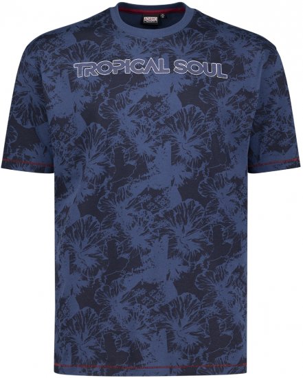 Adamo Tropical Regular Fit Printed T-shirt Navy - T-shirts - T-shirts i store størrelser - 2XL-14XL