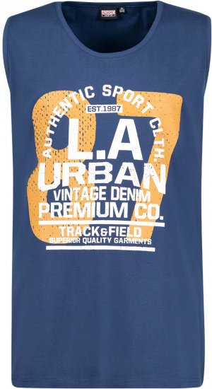 Adamo Urban Comfort Fit Printed Tank-top Denim Blue - T-shirts - T-shirts i store størrelser - 2XL-14XL