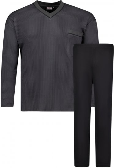 Adamo Gustav Long sleeve Pyjama Charcoal - Undertøj og Badetøj - Badetøj og Undertøj i store størrelser 