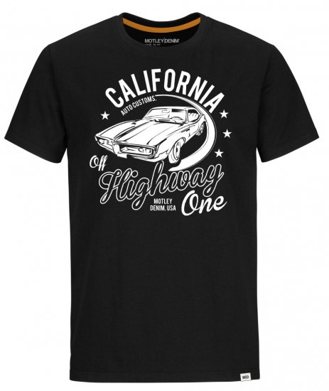 Motley Denim Ipswich T-Shirt White on Black - T-shirts - T-shirts i store størrelser - 2XL-14XL