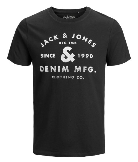 Jack & Jones Jeans T-Shirt Black - T-shirts - T-shirts i store størrelser - 2XL-14XL