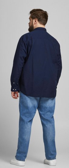 Jack & Jones Summer Shirt L/S Navy - Skjorter - Skjorter til store mænd 2XL- 8XL