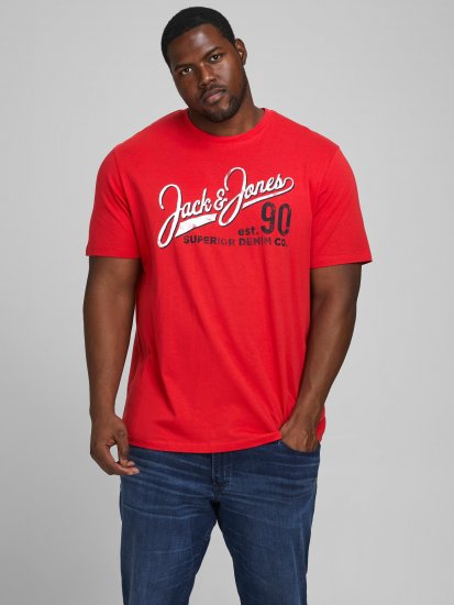 Jack & Jones Elogo T-Shirt True Red - T-shirts - T-shirts i store størrelser - 2XL-14XL