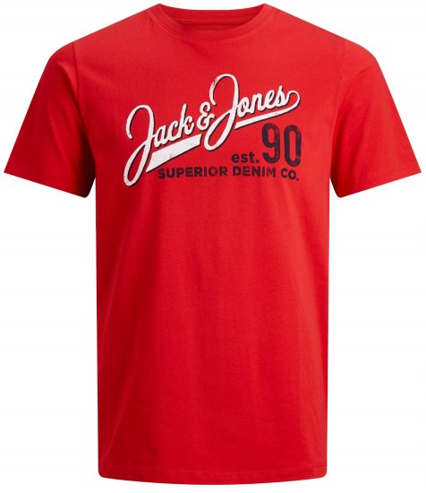 Jack & Jones Elogo T-Shirt True Red - T-shirts - T-shirts i store størrelser - 2XL-14XL