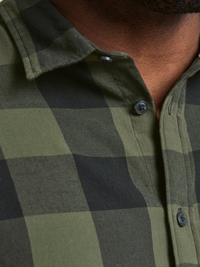 Jack & Jones Gingham L/S Shirt Dusty Olive - Skjorter - Skjorter til store mænd 2XL- 8XL