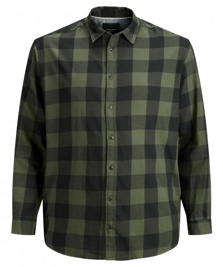 Jack & Jones Gingham L/S Shirt Dusty Olive - Skjorter - Skjorter til store mænd 2XL- 8XL