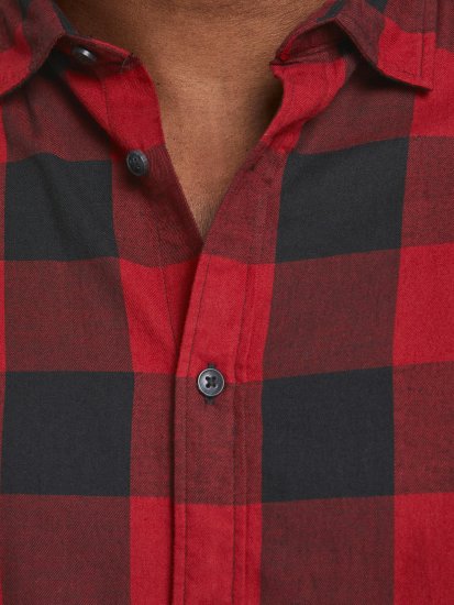 Jack & Jones Gingham Shirt L/S Brick Red - Skjorter - Skjorter til store mænd 2XL- 8XL
