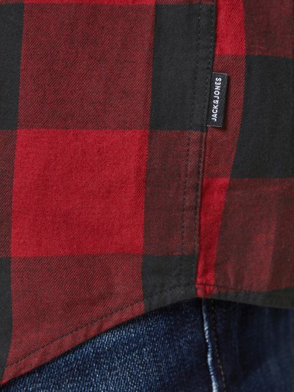 Jack & Jones Gingham Shirt L/S Brick Red - Skjorter - Skjorter til store mænd 2XL- 8XL