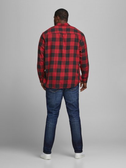 Jack & Jones Gingham Shirt L/S Brick Red - Skjorter - Skjorter til store mænd 2XL- 8XL