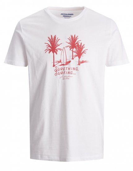 Jack & Jones Streams T-shirt White/Rose - T-shirts - T-shirts i store størrelser - 2XL-14XL