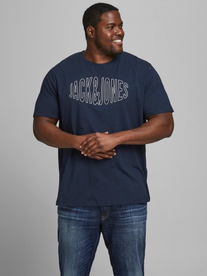 Jack & Jones Preston Crew Neck T-Shirt Navy - T-shirts - T-shirts i store størrelser - 2XL-14XL