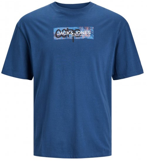 Jack & Jones JCOAOP PRINT T-Shirt Ensign Blue - T-shirts - T-shirts i store størrelser - 2XL-14XL
