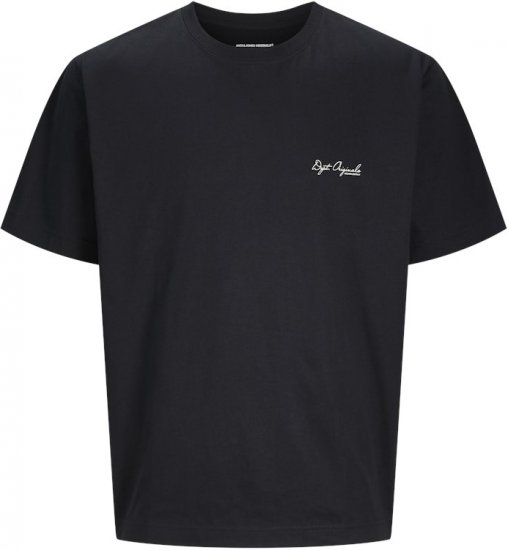 Jack & Jones Lington Back And Front Print Crew Neck T-Shirt Black - T-shirts - T-shirts i store størrelser - 2XL-14XL