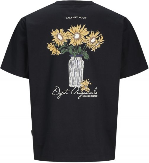 Jack & Jones Lington Back And Front Print Crew Neck T-Shirt Black - T-shirts - T-shirts i store størrelser - 2XL-14XL