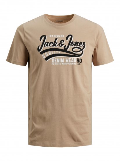 Jack & Jones JJELOGO TEE Beige - T-shirts - T-shirts i store størrelser - 2XL-14XL