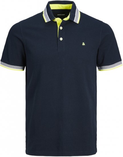 Jack & Jones PAULOS Short Sleeve Polo Navy Blazer/NEON - Polotrøjer - Polotrøjer 2XL-8XL