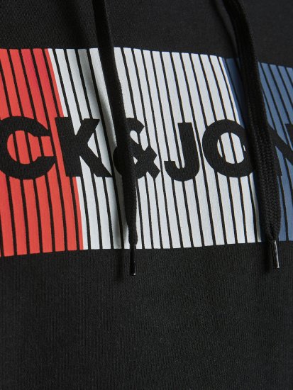 Jack & Jones CORP LOGO Hoodie Black - Trøjer og hættetrøjer - Trøjer og Hættetrøjer i store størrelser - 2XL-14XL