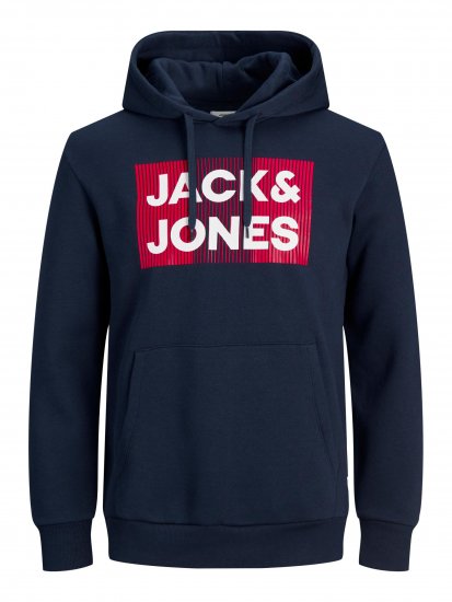 Jack & Jones JJECORP Hoodie Navy - Trøjer og hættetrøjer - Trøjer og Hættetrøjer i store størrelser - 2XL-14XL