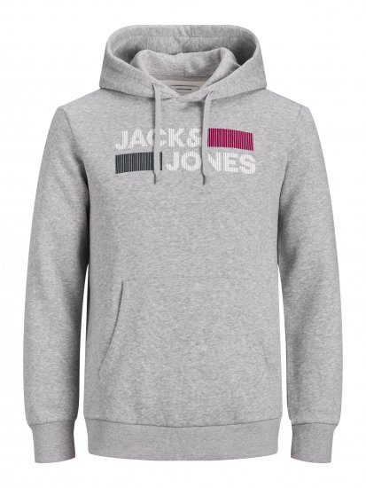 Jack & Jones CORP LOGO Hoodie Light Gray - Trøjer og hættetrøjer - Trøjer og Hættetrøjer i store størrelser - 2XL-14XL