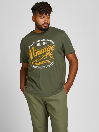 Jack & Jones JPRBLUBOOSTER TEE Khaki - T-shirts - T-shirts i store størrelser - 2XL-14XL
