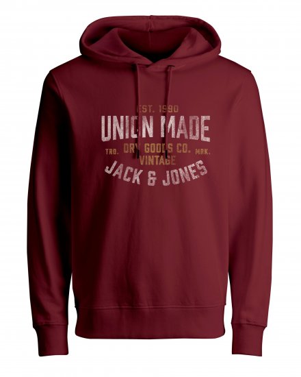 Jack & Jones JPRBLUBOOSTER SWEAT Hoodie Red - Trøjer og hættetrøjer - Trøjer og Hættetrøjer i store størrelser - 2XL-14XL