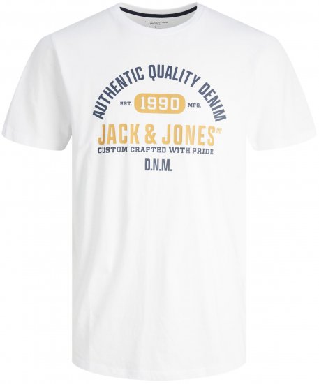 Jack & Jones JJSTAMP TEE White - T-shirts - T-shirts i store størrelser - 2XL-14XL
