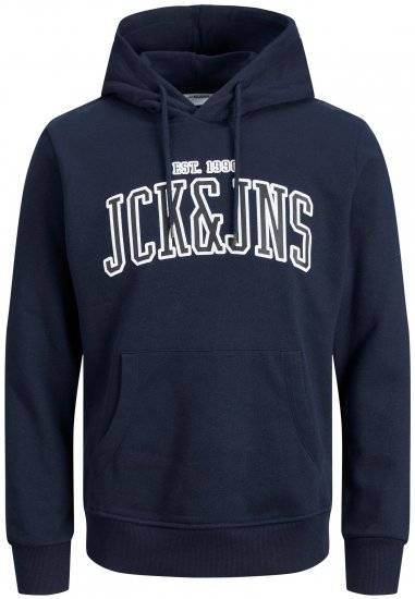Jack & Jones JJCEMB Hoodie Navy - Trøjer og hættetrøjer - Trøjer og Hættetrøjer i store størrelser - 2XL-14XL