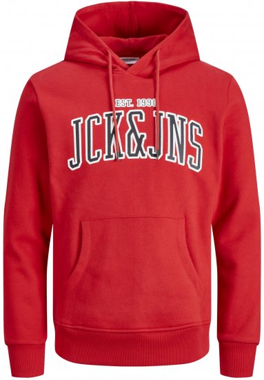 Jack & Jones JJCEMB Hoodie Red - Trøjer og hættetrøjer - Trøjer og Hættetrøjer i store størrelser - 2XL-14XL