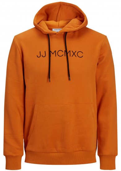 Jack & Jones JJHUGO FLOCK Hoodie Orange - Trøjer og hættetrøjer - Trøjer og Hættetrøjer i store størrelser - 2XL-14XL