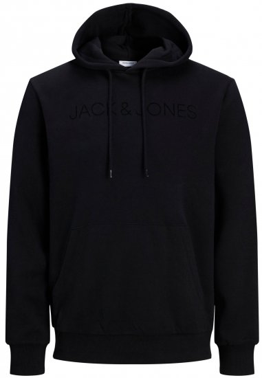 Jack & Jones JJHUGO FLOCK Hoodie Black - Trøjer og hættetrøjer - Trøjer og Hættetrøjer i store størrelser - 2XL-14XL